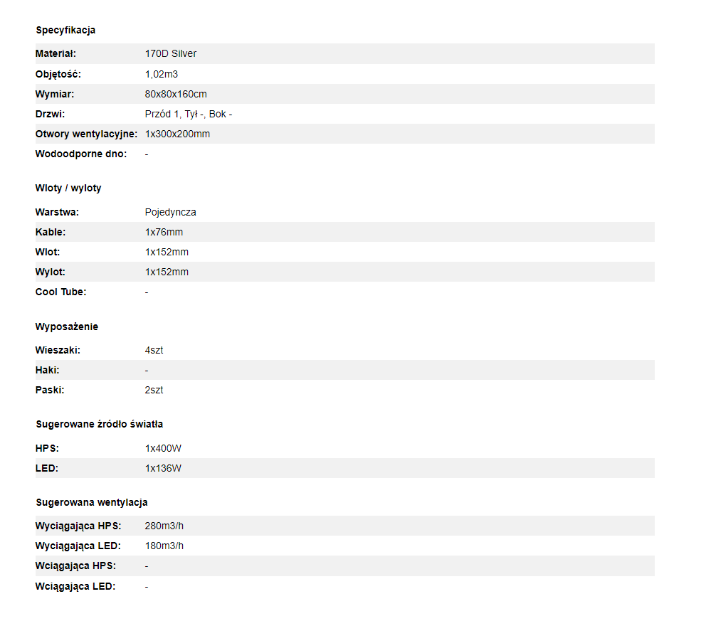 Mammoth Lite+ 80 - 80x80x160cm