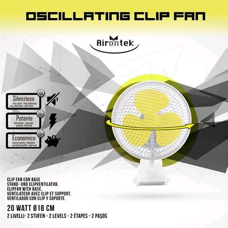 Wentylator Airontek Clip Fan 20W 18cm z oscylacją