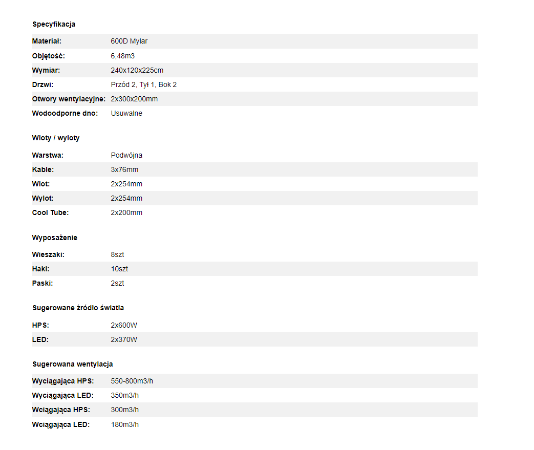 Mammoth Pro+ HC 240L - 240x120x225cm